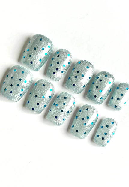 Blue Frost Press On Nails