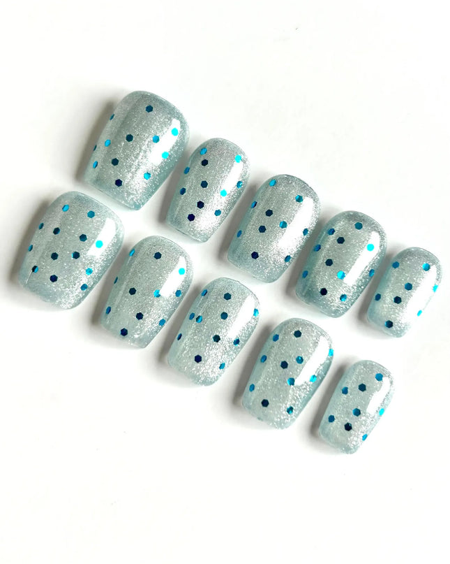 Blue Frost Press On Nails