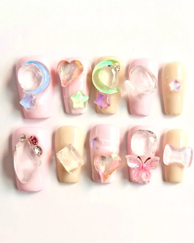 Crystal Charms Press On Nails