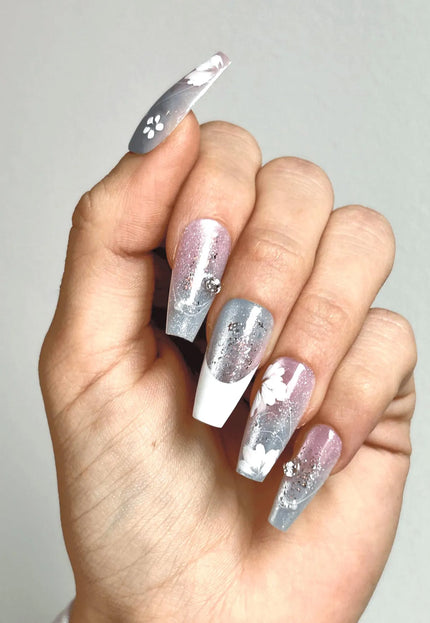 Frosted Bloom Press-On Nails