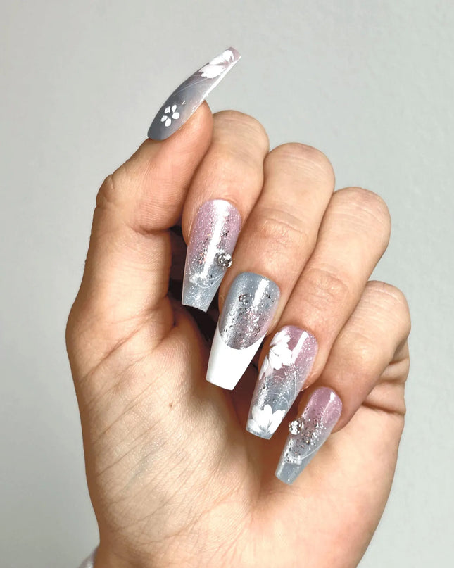 Frosted Bloom Press-On Nails
