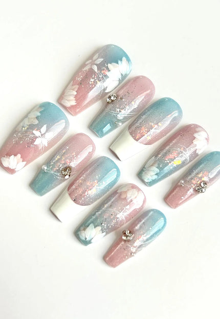 Frosted Bloom Press-On Nails