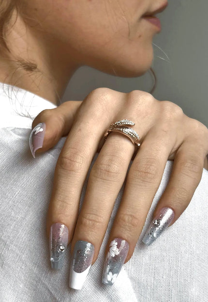 Frosted Bloom Press-On Nails