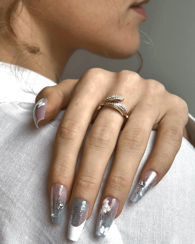 Frosted Bloom Press-On Nails