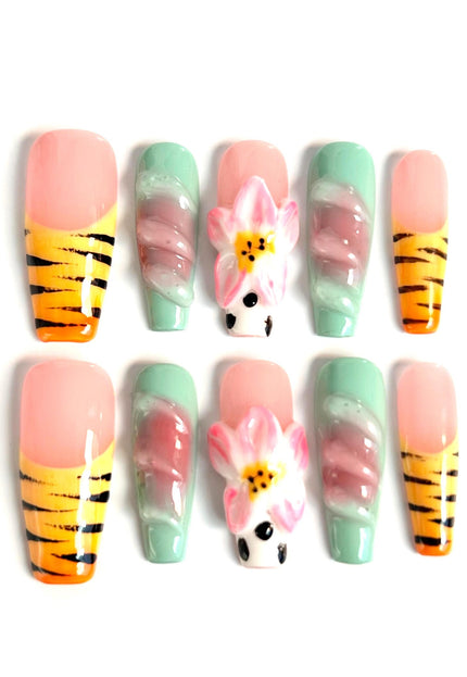 Tiger Blossom Press On Nails