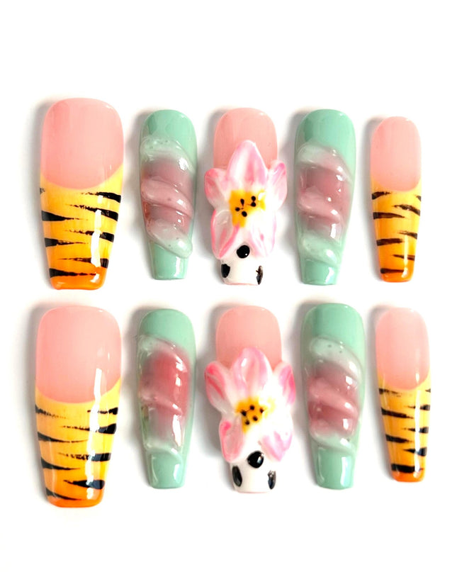 Tiger Blossom Press On Nails