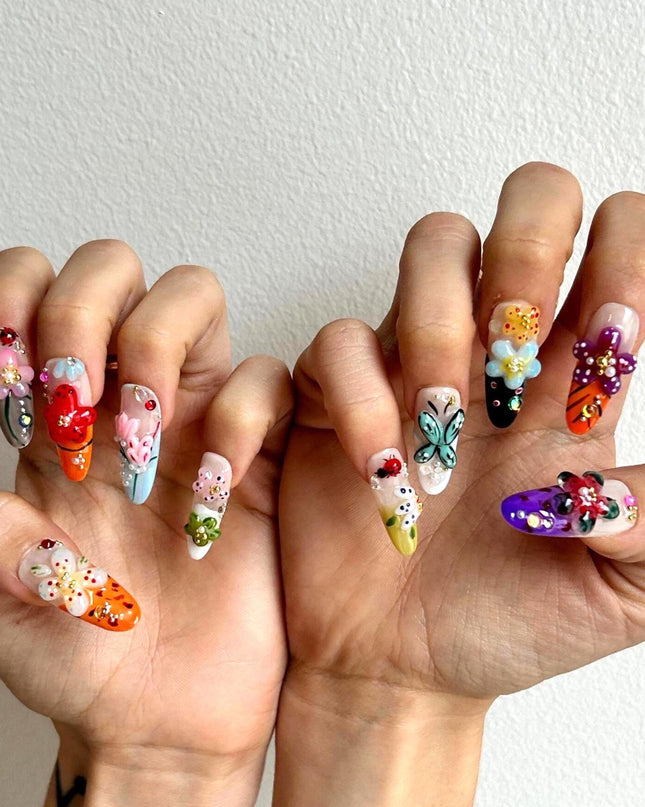Garden Party 3D Press On Nails