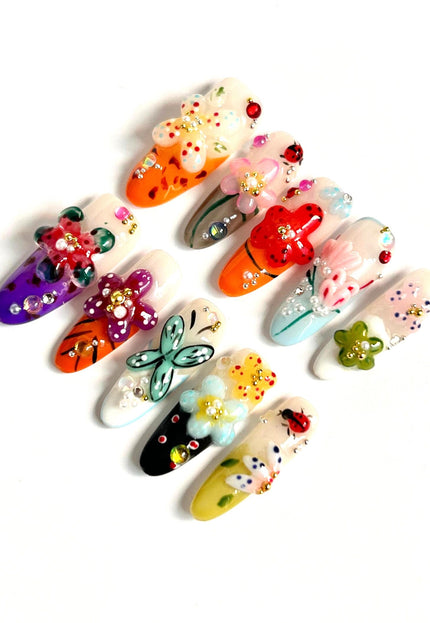 Garden Party 3D Press On Nails