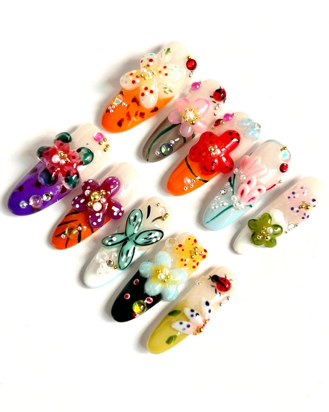 Garden Party 3D Press On Nails