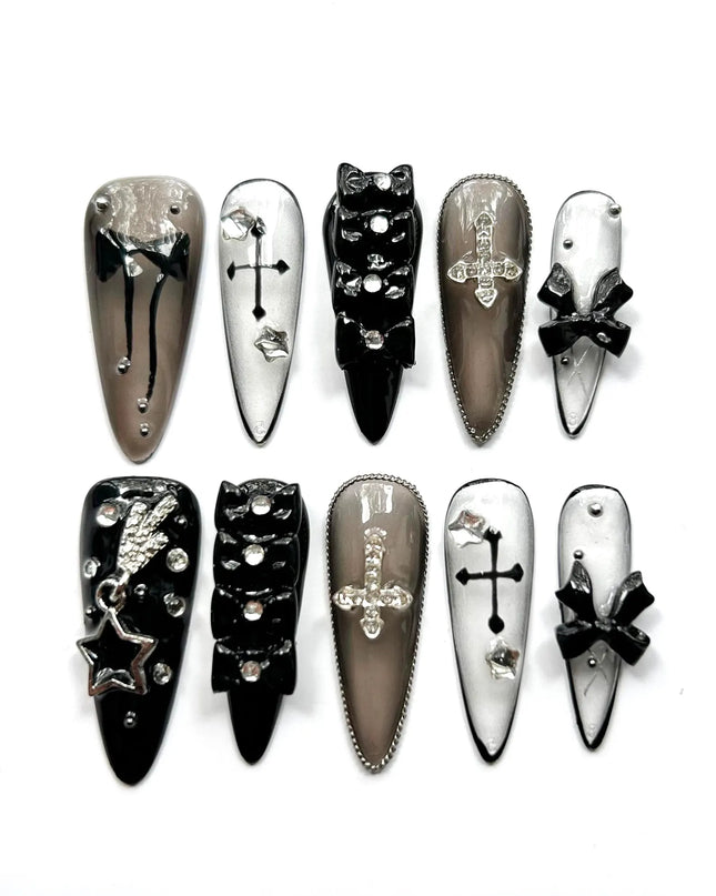 Gothic Long Press On Nails