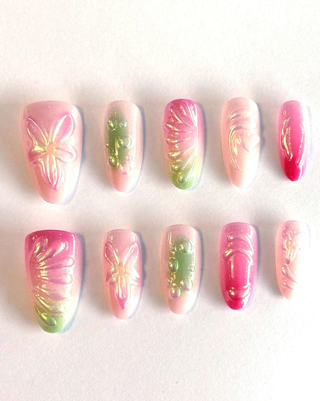 Iridescent Butterfly Press on Nails