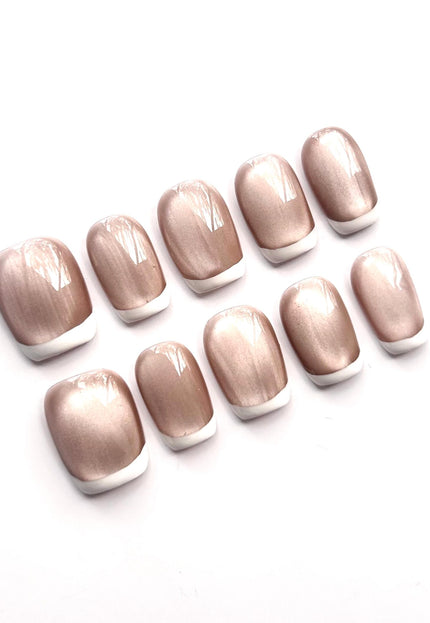 Pearl French-Tip Press On Nails