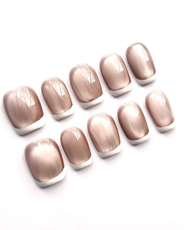 Pearl French-Tip Press On Nails