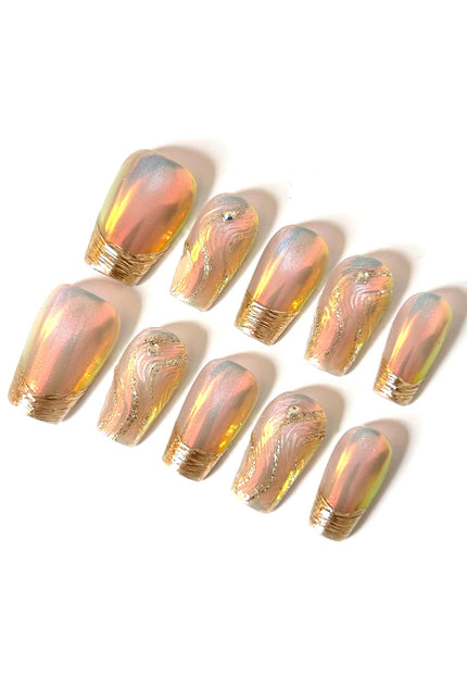 Chrome Swirl Press On Nails