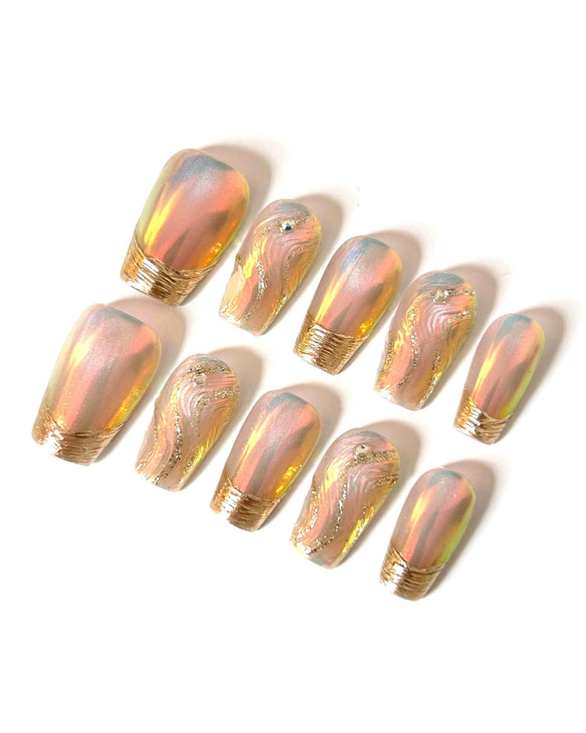 Chrome Swirl Press On Nails