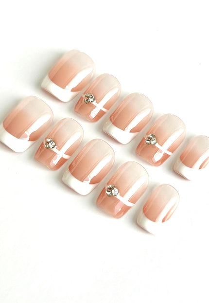 French-Tip Gems Press On Nails