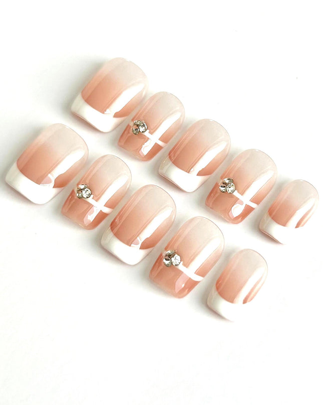 French-Tip Gems Press On Nails