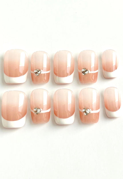 French-Tip Gems Press On Nails