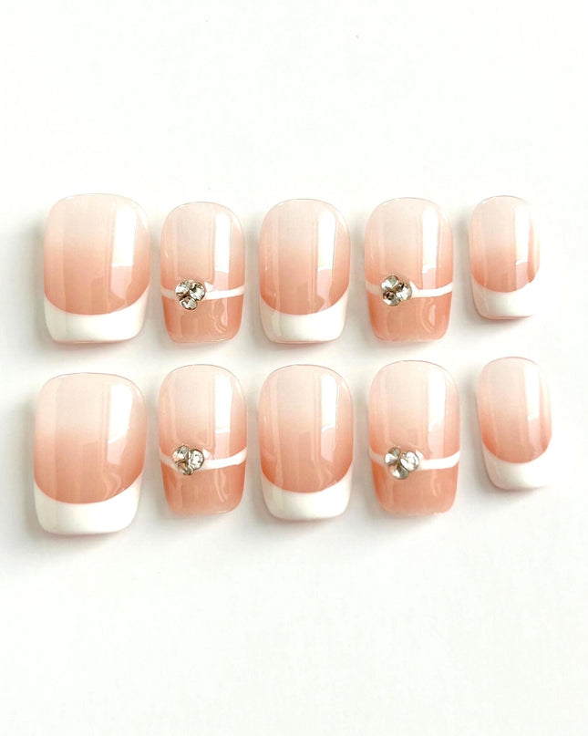 French-Tip Gems Press On Nails