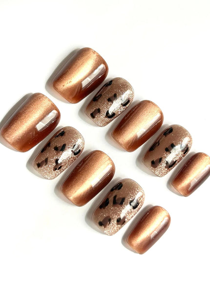 Bronze Leopard Press On Nails