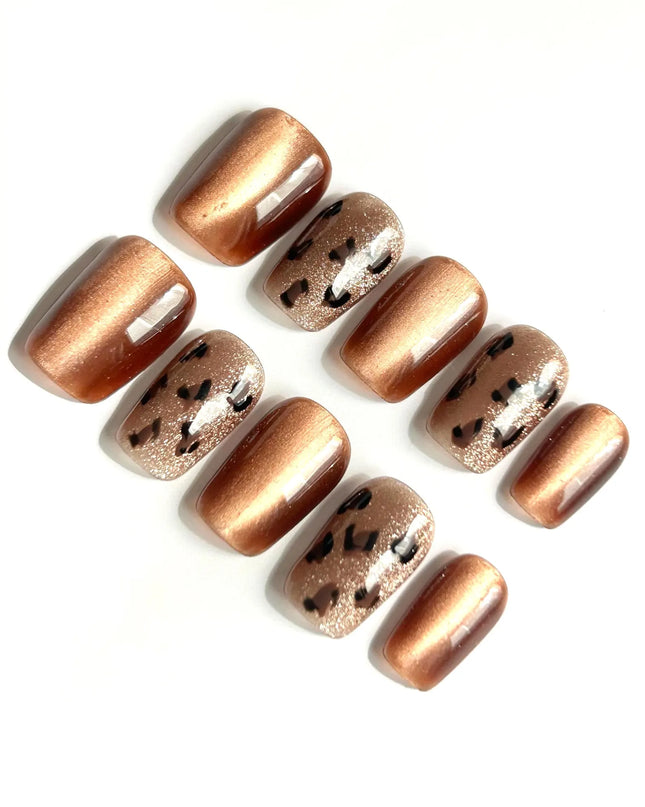 Bronze Leopard Press On Nails