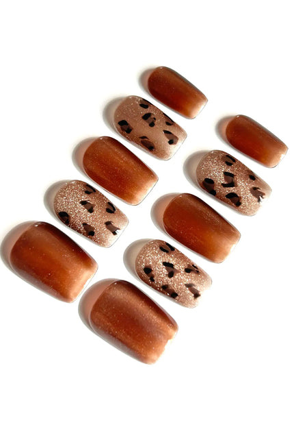 Bronze Leopard Press On Nails
