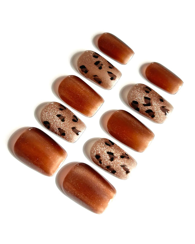 Bronze Leopard Press On Nails