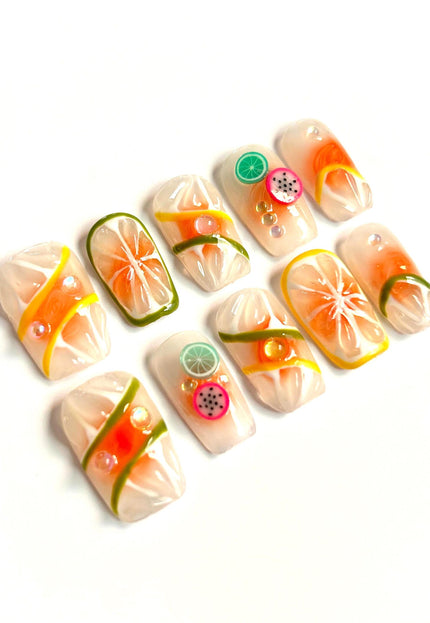 Orange Burst Press On Nails