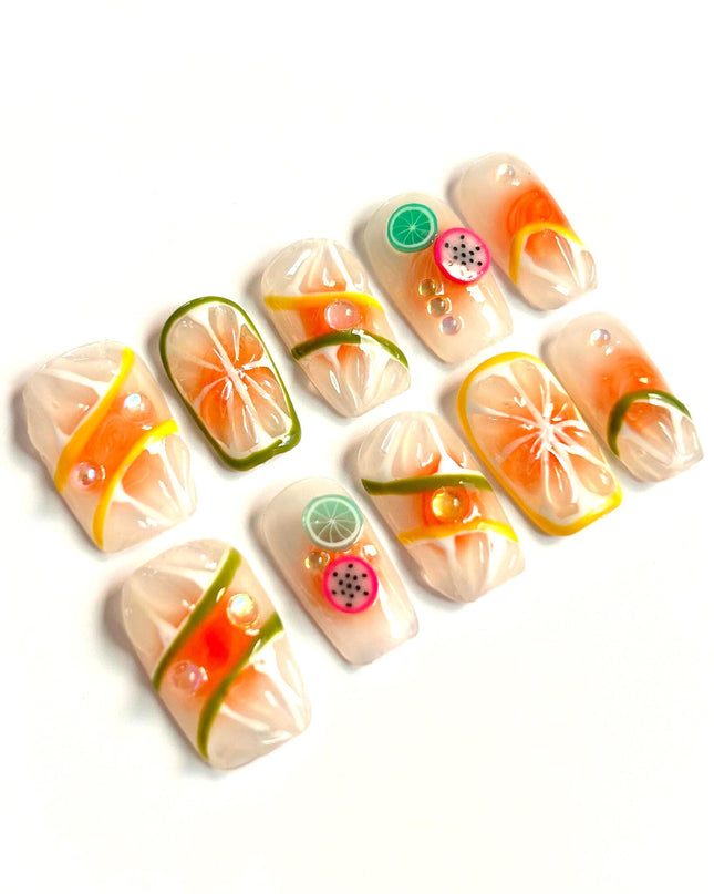 Orange Burst Press On Nails
