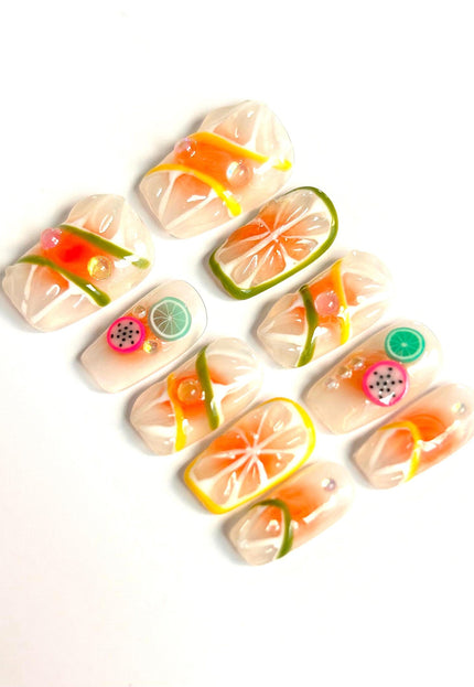 Orange Burst Press On Nails