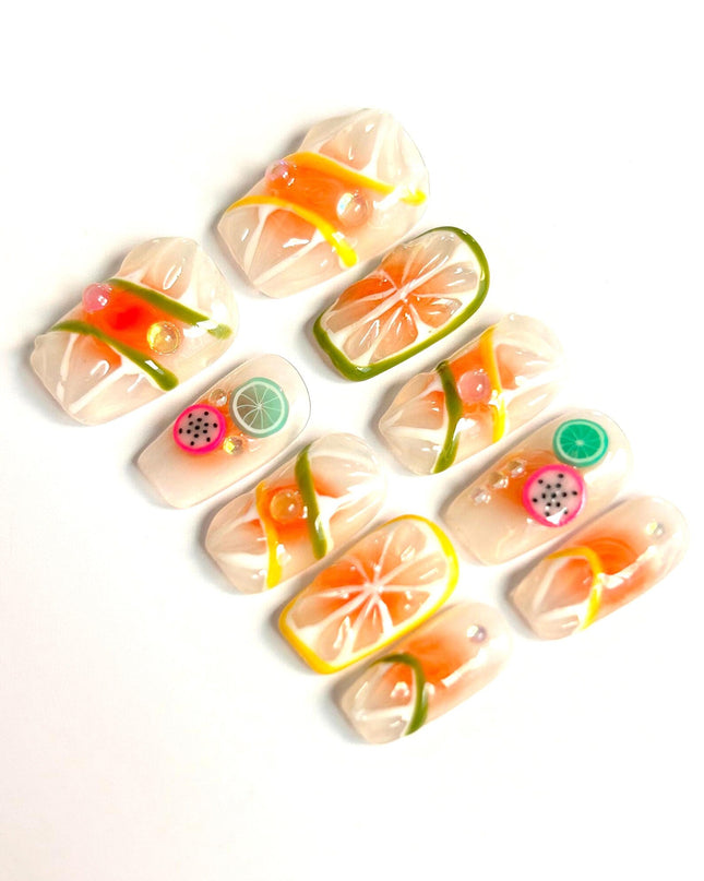 Orange Burst Press On Nails