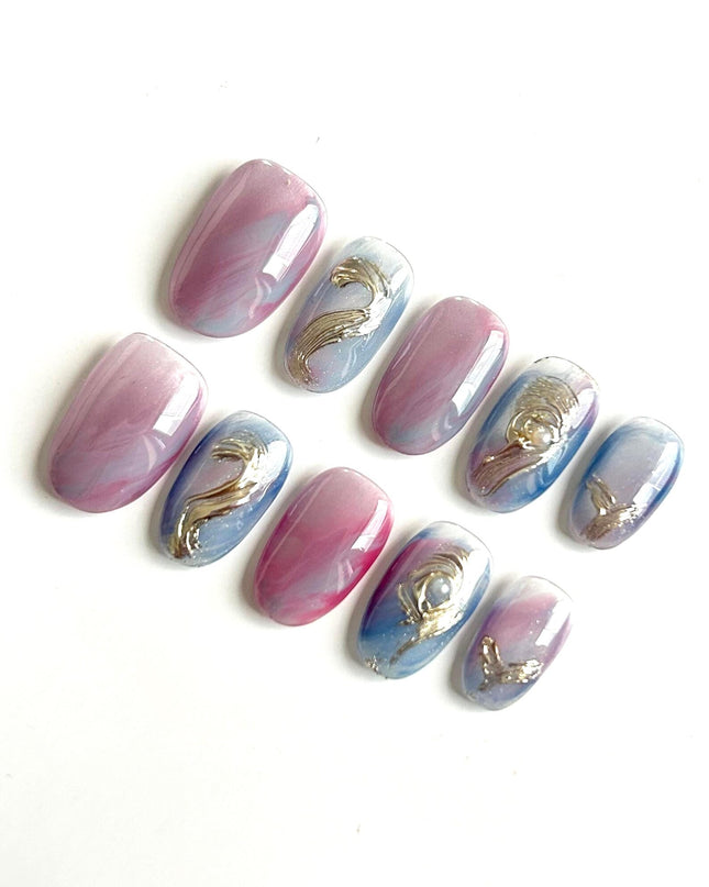 Lavender Swirl Press On Nails