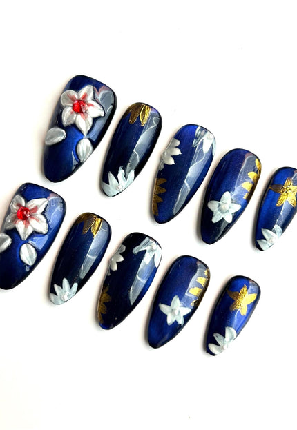 Sapphire Bloom Press-On Nails