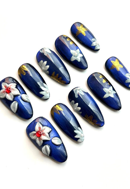 Sapphire Bloom Press-On Nails