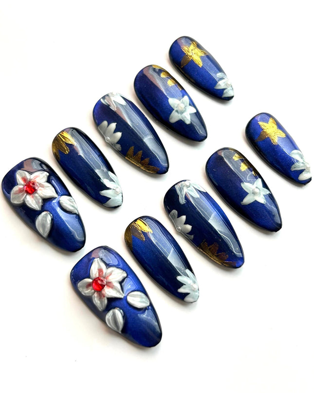 Sapphire Bloom Press-On Nails