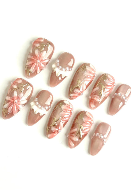 Blush Floral Press-On Nails