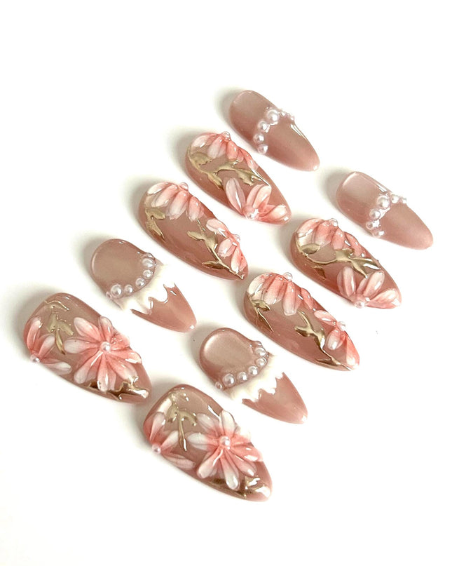 Blush Floral Press-On Nails