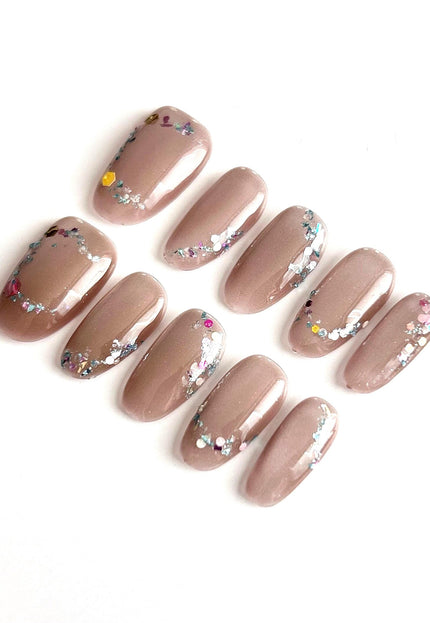 Mocha Sparkle Press-On Nails