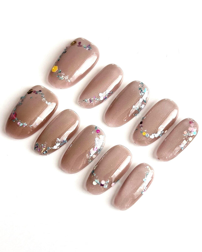 Mocha Sparkle Press-On Nails