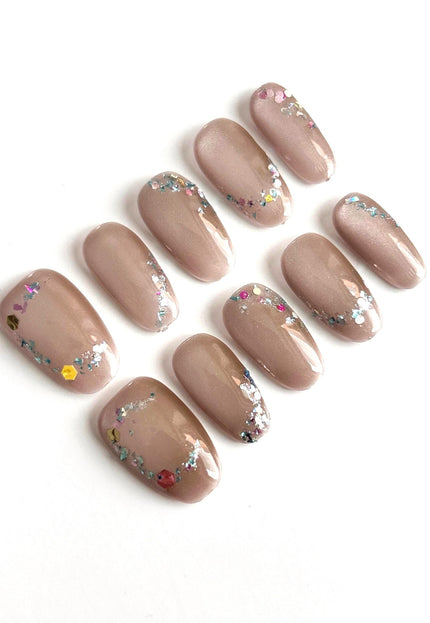 Mocha Sparkle Press-On Nails