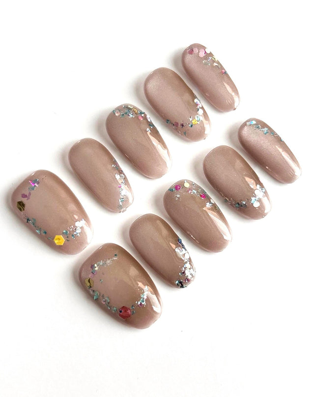 Mocha Sparkle Press-On Nails