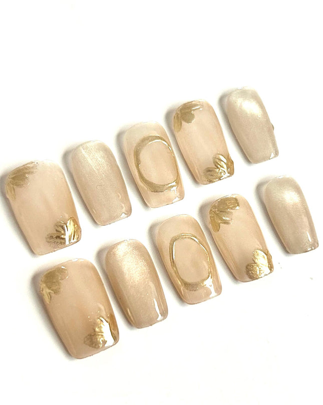 Champagne Petal Press-On Nails