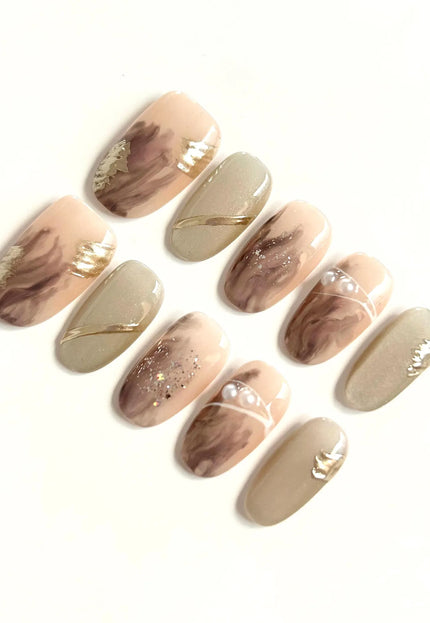 Mauve Swirl Press-On Nails