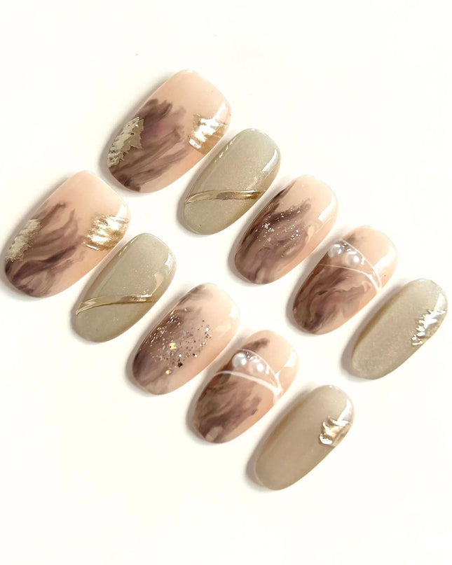 Mauve Swirl Press-On Nails