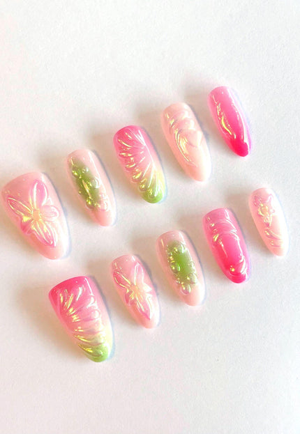Iridescent Butterfly Press on Nails