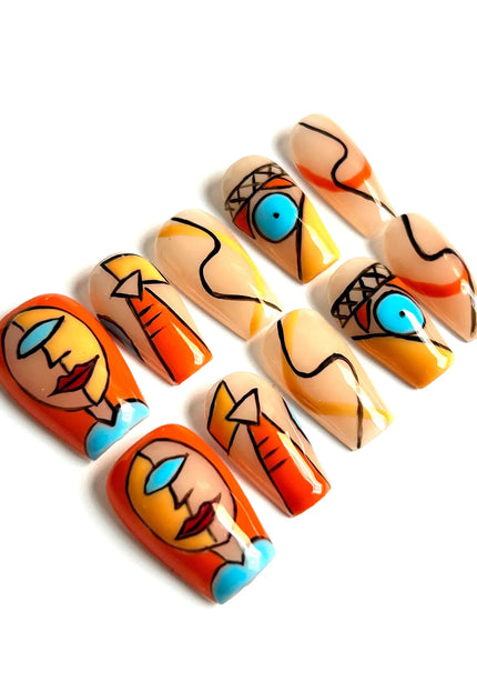Abstract Orange Press-On Nails