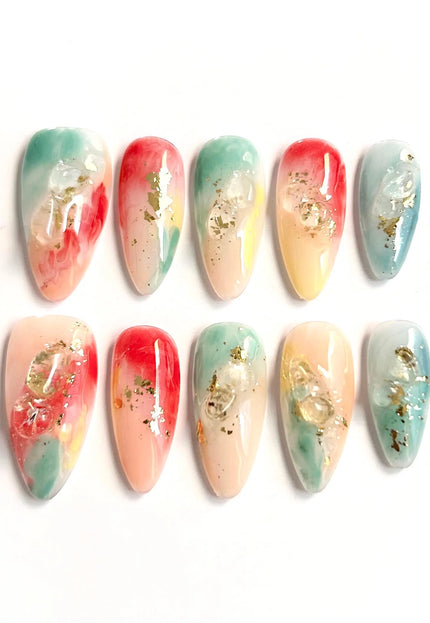 Sunset Marble Press On Nails