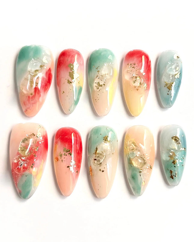 Sunset Marble Press On Nails