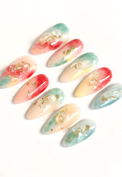 Sunset Marble Press On Nails