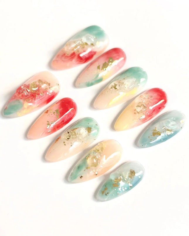 Sunset Marble Press On Nails